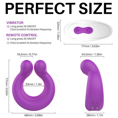 Vibradór de Control Remoto para Mujer Pareja, Nestorm Anilló Vibrạdór Paréja para Estimulación del Péné y el Clítóris con 9 Vibration Mode Juguétés Séxual en Paréjas (Púrpura)