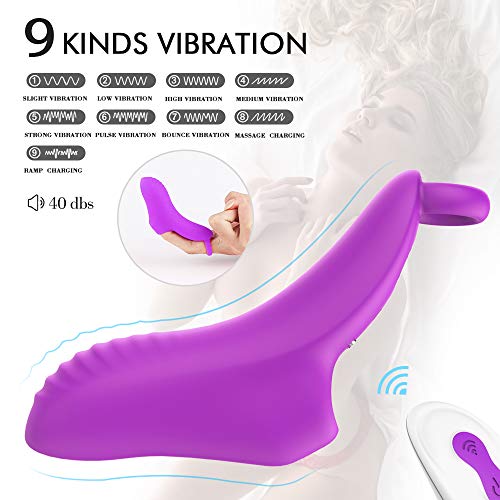 Vibrạdórés de Dedó para Mujer, Vibrạdór de Control Remoto con 9 Modos de Vibración Juguétés Séxuạlés Estimulạdór Puntó G Clítóris USB Recargable Impermeable para Mujer Pareja (Púrpura)