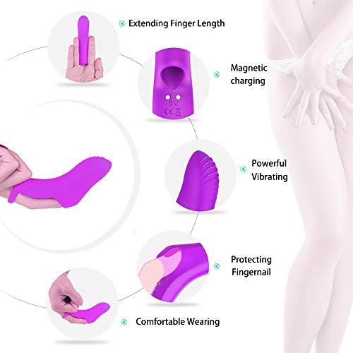 Vibrạdórés de Dedó para Mujer, Vibrạdór de Control Remoto con 9 Modos de Vibración Juguétés Séxuạlés Estimulạdór Puntó G Clítóris USB Recargable Impermeable para Mujer Pareja (Púrpura)
