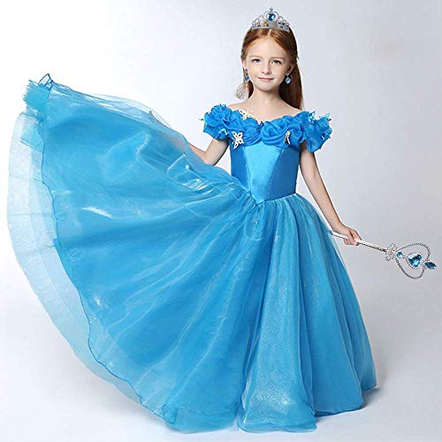 Vicloon 8 Piezas Conjunto con Accesorios de Princesa del Hielo Elsa, Contiene Guantes, Varita, Corona, Anillo, Pendientes y Trenza, para Halloween, Navidad, Fiestas, cumpleaños, Niña, 2-9 Años - Azul