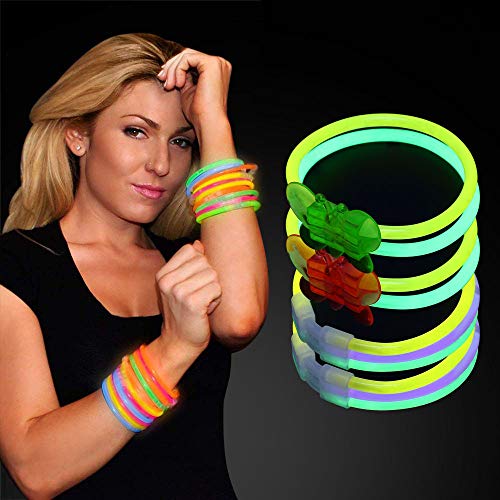 Vicloon Barras Luminosas, Pulseras Luminosas con Variedad de Conectores, Kits para Crear Gafas, Pulseras triples, una Diadema, Bolas Luminosas, Mariposas, una Bola Luminosa Premium.(100pcs)