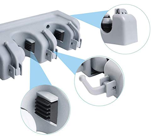 Vicloon Colgador y Organizador,Colgador de Escobas para Fregona y Holder Broom/Titular Magia Para Cocinas o Garajes (5 posiciones 6 Ganchos)