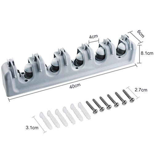 Vicloon Colgador y Organizador,Colgador de Escobas para Fregona y Holder Broom/Titular Magia Para Cocinas o Garajes (5 posiciones 6 Ganchos)