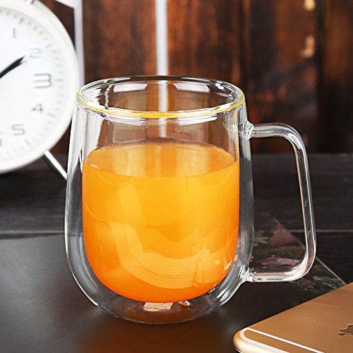 Vicloon Cristal Vidrio de Doble Pared, Taza de Cafe Doble 250 ml, Tazas de Café Resistentes al Calor, Doble Pared de Vidrio de Borosilicato Adecuado para Té, Café, Capuchino (Set de 2)