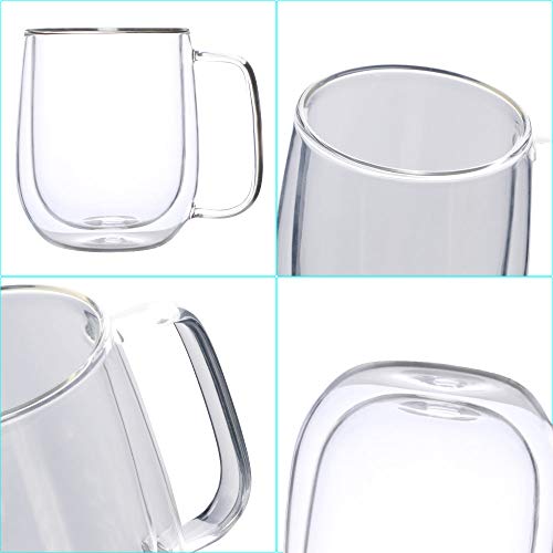 Vicloon Cristal Vidrio de Doble Pared, Taza de Cafe Doble 250 ml, Tazas de Café Resistentes al Calor, Doble Pared de Vidrio de Borosilicato Adecuado para Té, Café, Capuchino (Set de 2)