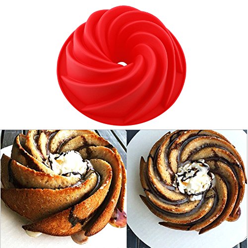 Vicloon Molde Bizcocho Savarín Hondo, 25 x 9 cm Molde/Forma/Tartas Molde Silicona Antiadherente para Hornear, Tarta, Galletas - Insipido e Inoloro