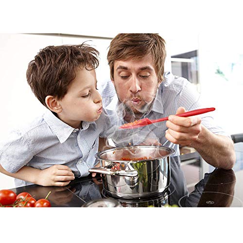 Vicloon Utensilios de Cocina de Silicona,Set de 6 Espátulas Silicona Incluye Hilvanado Cepillo, Espátula,Cuchara, No Tóxico, Antiadherente,Resistente al Calor,Utensilios para Cocina y Horneado (Rojo)