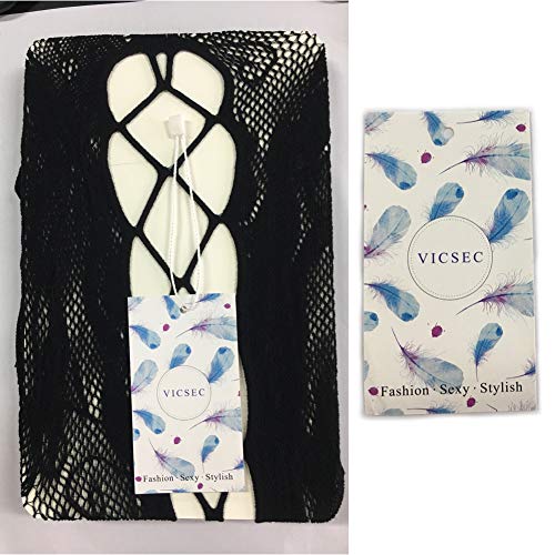 VicSec Liguero Bodies Autoadhesivas Ultra Fina Encaje Calcetines Fishnet Mallas Liga Suspender Lencería Medias Sexy-4 Diseños Opcionales (Único, Estilo-C)