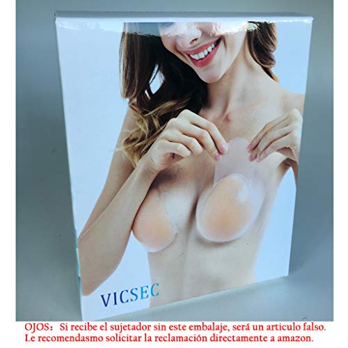 VicSec Sujetador Adhesivo Silicona, Copa Invisible Push Up sin Tirantes Nudebra Uso en Vestido de Boda, Vestido de Noche, Festivales para Mujer Sostén Cómodo Reutilizable (Copa Grande para C,D,E)
