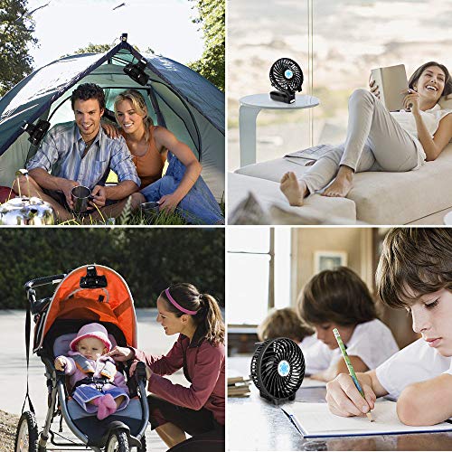 Victoper Mini Ventilador de Mano Portátil, Ventilador USB Portátil Plegable de Sobremesa 3 velocidades con 2600mAh Batería Recargable para Oficina/hogar/Exterior/C amping/Cochecito, etc (Negro)