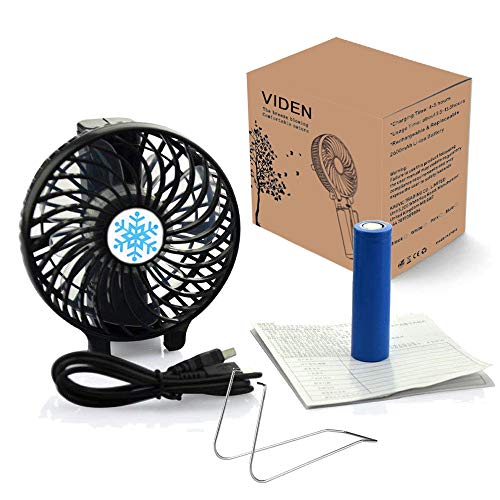 Victoper Mini Ventilador de Mano Portátil, Ventilador USB Portátil Plegable de Sobremesa 3 velocidades con 2600mAh Batería Recargable para Oficina/hogar/Exterior/C amping/Cochecito, etc (Negro)