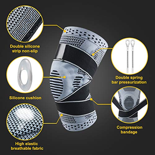 Victoper Rodillera Profesional (versión Mejorada) Flexible y Transpirable, Modelo Universal, para Crossfit, Voleibol, Baloncesto, fútbol, Deporte [Talla L]