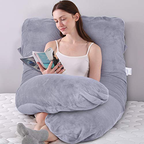 Victostar Almohada para el embarazo Almohada de maternidad de cuerpo completo en forma de U para mujeres embarazadas con funda lavable Premium Tamaño 57 "