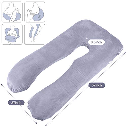 Victostar Almohada para el embarazo Almohada de maternidad de cuerpo completo en forma de U para mujeres embarazadas con funda lavable Premium Tamaño 57 "