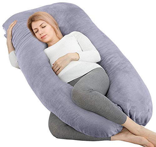 Victostar Almohada para el embarazo Almohada de maternidad de cuerpo completo en forma de U para mujeres embarazadas con funda lavable Premium Tamaño 57 "