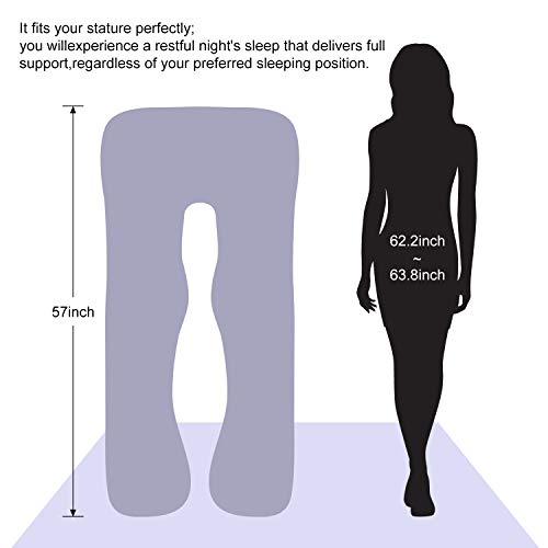 Victostar Almohada para el embarazo Almohada de maternidad de cuerpo completo en forma de U para mujeres embarazadas con funda lavable Premium Tamaño 57 "
