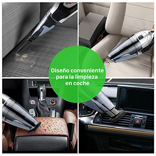 VicTsing, Aspiradora de Mano, 6500PA, Aspirador Mano Sin Cable de Tecnología Ciclónica, Aspirador Potente Sin Bolsa con Seco y Húmedo, 600ml Depósito,14.8V, Con 2 Filtro Lavable+3 Boquillas