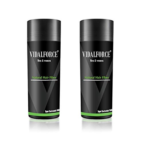 VidalForce, | Fibras capilares 100% de origen Vegetal | Polvos pelo hombre y mujer - Fibra capilar Castaño Oscuro (Pack 2 x 27,5g = 55 gr)