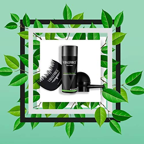 VidalForce ⏤ Full Pack (Bomba + Optimizador + Fibras Queratina) ⏤ Polvos de volumen cabello hombre y mujer, Fibra de pelo | Microfibras Capilares Castaño Oscuro (27,5 gr) |