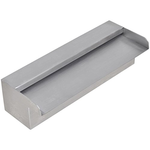 vidaXL Fuente Rectangular de Acero Inoxidable para Piscina 30 cm jardín Estanque