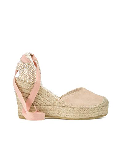 Vidorreta - Alpargata Cuña Esparto Escote Pico Piel Serraje Rosa para: Mujer Color: Nude Talla: 36