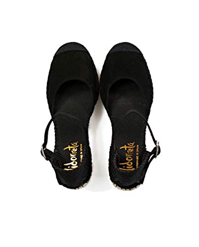 Vidorreta - Alpargata Cuña Esparto Piel Serraje Negro Pulsera para: Mujer Color: Negro Talla: 38