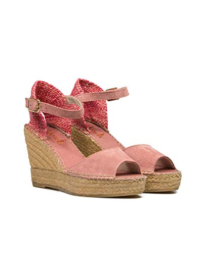 Vidorreta - Sandalia Cuña Esparto Piel Serraje Rosa Trasera Color para: Mujer Color: Maquillaje Talla: 37