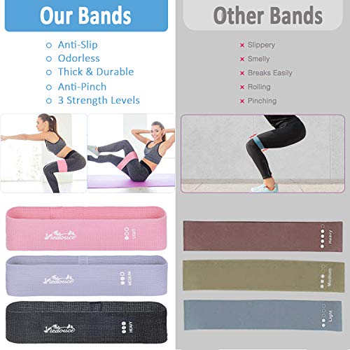 Viedouce Bandas de Resistencia,Elásticos de Fitness Bandas con 3 Niveles de Resistencia,Bandas Elasticas Ejercicio con Bolsa de Almacenamiento, hogar, Gimnasio, Yoga, Entrenamiento (Color-01)