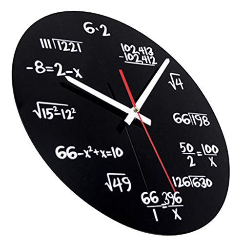 Vientiane Reloj de Pared de Matemáticas, Novedad Timelike Reloj Fórmulas Matemáticas, Cada Hora Marcada por una Ecuación Matemática Simple para Aula, Hogar, Oficina Decoración Moderna (A)