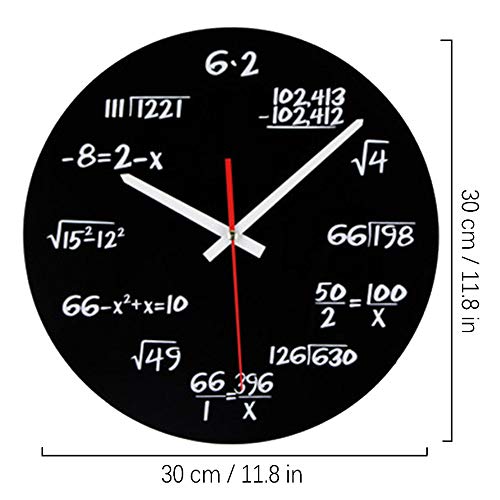 Vientiane Reloj de Pared de Matemáticas, Novedad Timelike Reloj Fórmulas Matemáticas, Cada Hora Marcada por una Ecuación Matemática Simple para Aula, Hogar, Oficina Decoración Moderna (A)