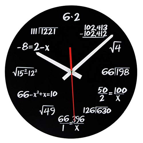 Vientiane Reloj de Pared de Matemáticas, Novedad Timelike Reloj Fórmulas Matemáticas, Cada Hora Marcada por una Ecuación Matemática Simple para Aula, Hogar, Oficina Decoración Moderna (A)