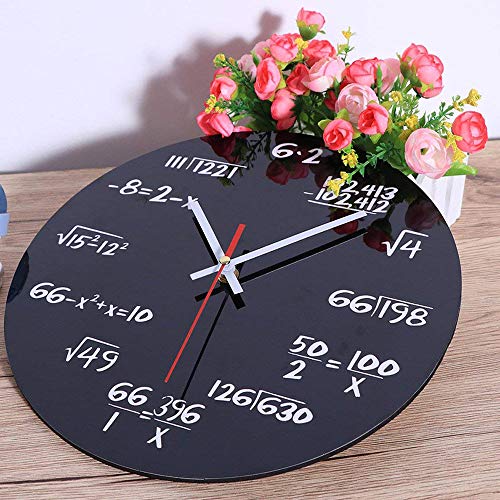 Vientiane Reloj de Pared de Matemáticas, Novedad Timelike Reloj Fórmulas Matemáticas, Cada Hora Marcada por una Ecuación Matemática Simple para Aula, Hogar, Oficina Decoración Moderna (A)