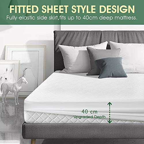 viewstar Protector Colchon Impermeable 150x190/200, Bambú Funda Colchon con Esquinas Elásticas, Transpirable& Fresco, Antiácaros& Hipoalergénico, Lavable& Silencioso, Cubre Colchón