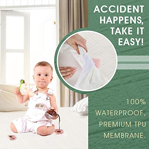 viewstar Protector Colchon Impermeable 150x190/200, Bambú Funda Colchon con Esquinas Elásticas, Transpirable& Fresco, Antiácaros& Hipoalergénico, Lavable& Silencioso, Cubre Colchón