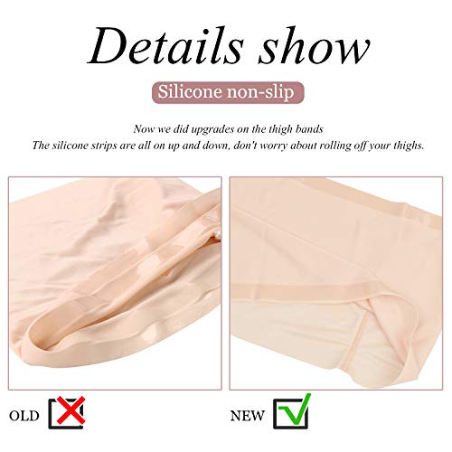 Vijamiy - Bandas elásticas para evitar rozaduras y fricción en los muslos, con forro de satén Rosa Piel B : 58/ 63 cm