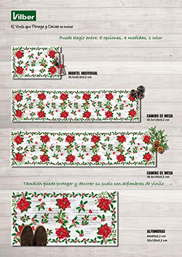 Vilber Flor Color 1, Pack 2 Manteles Individuales Vinilo Navidad