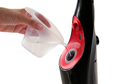 Vileda Steam - Mopa a vapor con cabezal triangular, mopa eléctrica ligera con cable de 6 m, apta para suelos duros y moquetas, color rojo y negro