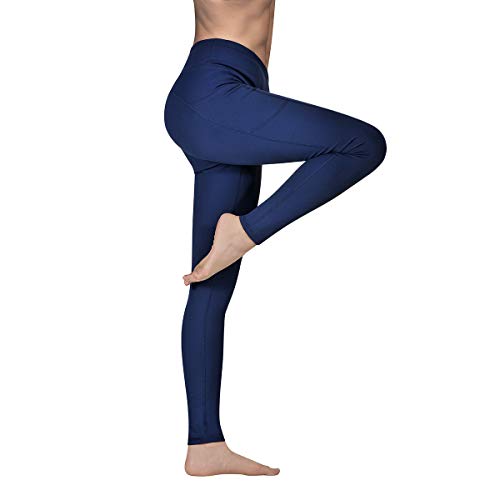 Vimbloom Pantalón Deportivo de Mujer Cintura Alta Leggings para Running Fitness Yoga Leggings VI263 (Azul Profundo, L)
