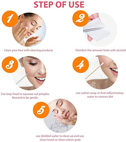 VIMILOLO Extractor de Puntos Negros Kit,Herramientas para eliminar puntos negros de Acné para Quita Espinillas Granos Comedones Blackhead removal,Acero inoxidable 6 piezas