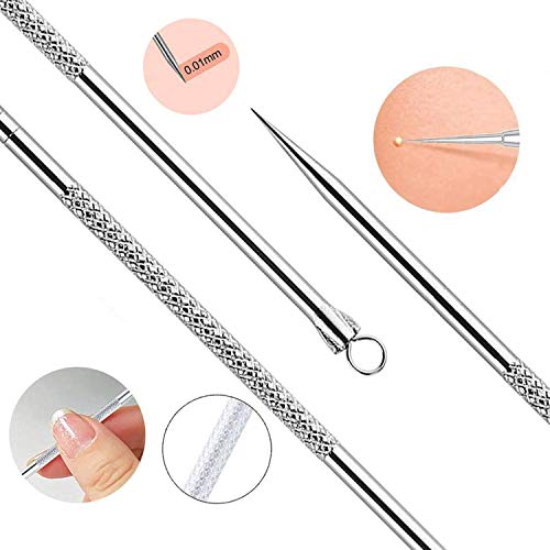 VIMILOLO Extractor de Puntos Negros Kit,Herramientas para eliminar puntos negros de Acné para Quita Espinillas Granos Comedones Blackhead removal,Acero inoxidable 6 piezas