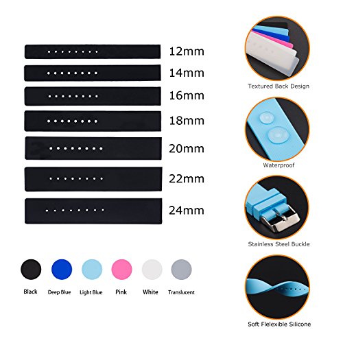 Vinband Correa Reloj Calidad Alta Impermeable Recambios Correa Relojes Caucho Hombre Mujer Negro Suave - 18mm, 20mm, 22mm, 24mm Silicona Correa Reloj con Herramienta (22mm, Rosa)