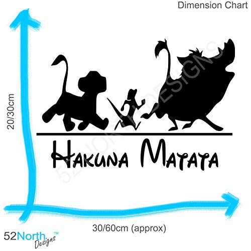 Vinilo adhesivo para pared de Hakuna Matata Inspirational Rey León de Disney con cita de vinilo para dormitorio o cuarto de niños v022 30 x 20