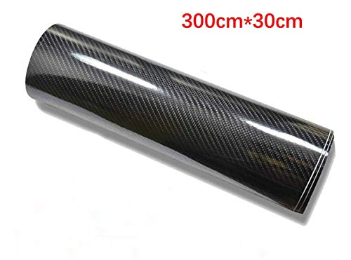 Vinilo Fibra de Carbono, CompraFun Película Pegatina Decoración Autoadhesiva A Prueba de Agua Libre de Burbuja 300*30CM, Uso Exterior Interior para Coche Motocicleta Móvil Ordenador (6D Negro Plata)