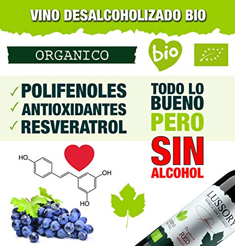 Vino desalcoholizado Orgánico - LUSSORY - Blanco+Tinto+Espumoso (Lote de 3botellas x0,75) SIN ALCOHOL