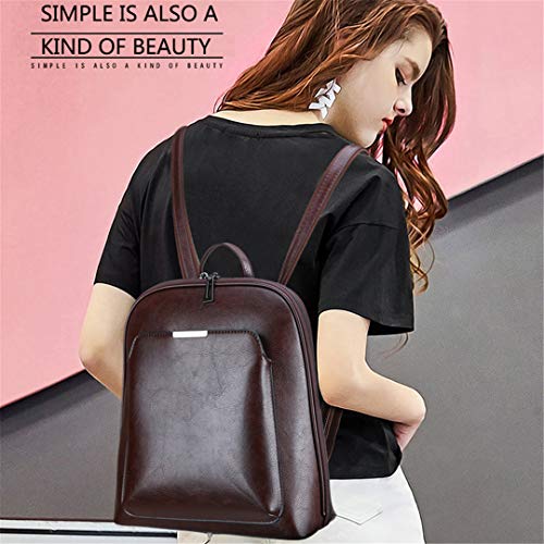 Vintage Leather Mochila Mujer Mujeres Famosas Mochila de Gran Capacidad Bookbag para niñas Black 13 Inches