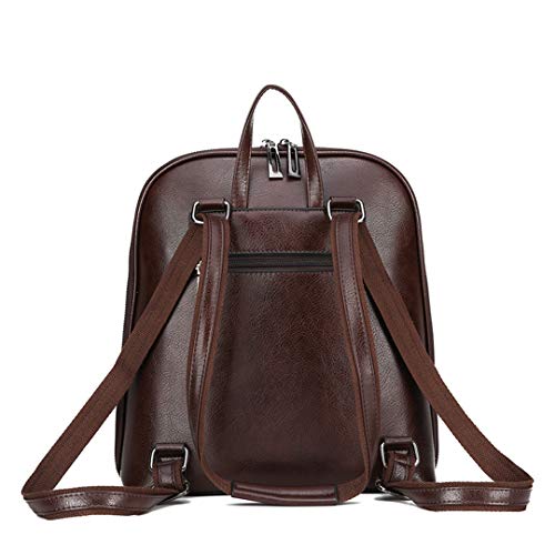 Vintage Leather Mochila Mujer Mujeres Famosas Mochila de Gran Capacidad Bookbag para niñas Black 13 Inches