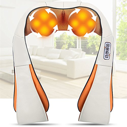 Vinteky Masajeador de Cuello, Espalda, Piernas, Pies, Cintura, Todo el Cuerpo, Con 8 4D Rotación Rodillos de Masaje para Amasar (Gris)