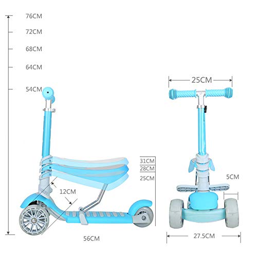 Vinteky Patinete Infantil para Niños de 2-8 Años, Patinete 3 Ruedas PU LED Luces (Verde)