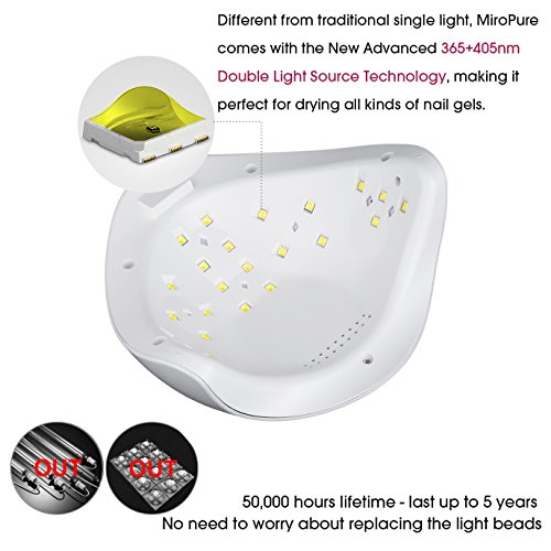 Vinteky®Black Friday 48W Secador de Uñas Lámpara LED Manicura Lámpara Solar de Uñas LED de Infrarrojos Sensores UV Máquina de la Terapia de Luz Apto para Uñas de Manos y Pies (Blanco)