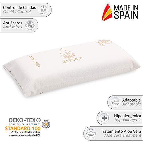 Vipalia Almohada Viscoelástica Compacta. Comoda Transpirable. Exterior Tejido 3D. con Cremallera. Lavable. Firmeza Media. Confortable y Adaptable al Cuello. Calidad. 70 cm